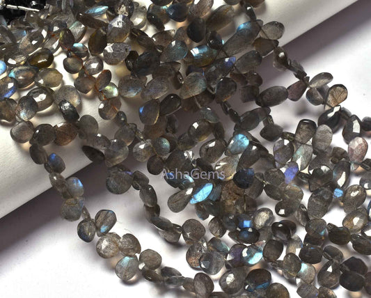 AAA Quality Blue Fire Labradorite Faceted pears Shape Beads,7.5"Strand labradorite Beads, Natural Black Rainbow Teardrop Beads Jewelry Craft