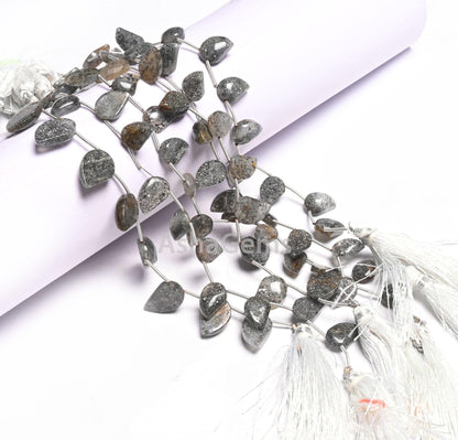 Natural Black sunstone Fancy Keri Shape Gemstone Loose Beads, Fine Sunstone fancy One Side Flat Table Side Drill Handmade Beads Jewelry SALE