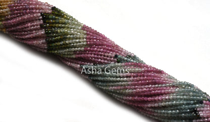 AAA Tourmaline Micro Cut Faceted Rondelle Beads,2.25mm Natural Multi Tourmaline Machine Cut Gemstone Beads Tiny Tourmaline Bead Jewelry SALE