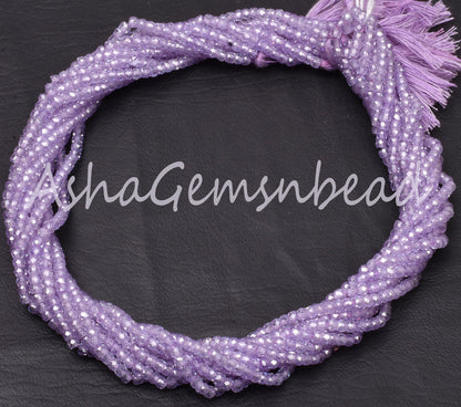3 mm Wonderful Light purple Lavender Zircon Machine Cut Rondelle Beads, 13" Cubic zircon Micro Faceted Rondelle Beads Jewelry Craft SALE