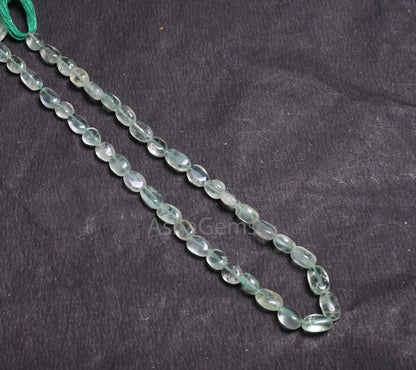Beautiful Light Green Fluorite Oval Smooth Gemstone Beads,13"Natural Fluorite Handmade Uneven Oval Gemstone Fluorite Bead Jewelry Craft SALE