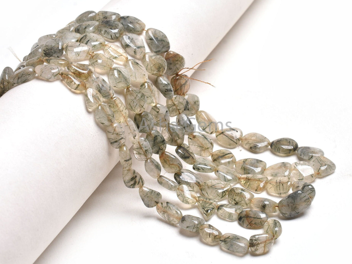 Natural Rutile Smooth Handmade Nugget Shape Gemstone Beads,8/16" Strand Shaded Rutile Plain Tumble Straight Drill Beads Jewelry Handicrafts