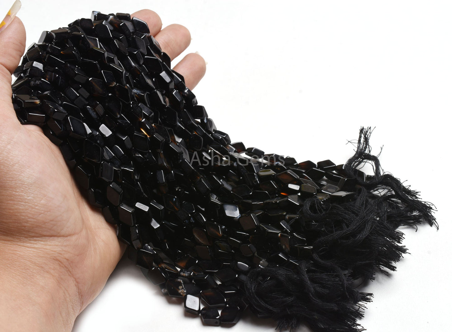 Beautiful Black Onyx fancy Rhombus Gemstone Beads,13"Strand Onyx Uneven Rhombus Straight Drill Handmade Bead,Black Onyx Bead Handicraft SALE