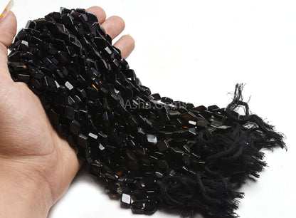 Beautiful Black Onyx fancy Rhombus Gemstone Beads,13"Strand Onyx Uneven Rhombus Straight Drill Handmade Bead,Black Onyx Bead Handicraft SALE
