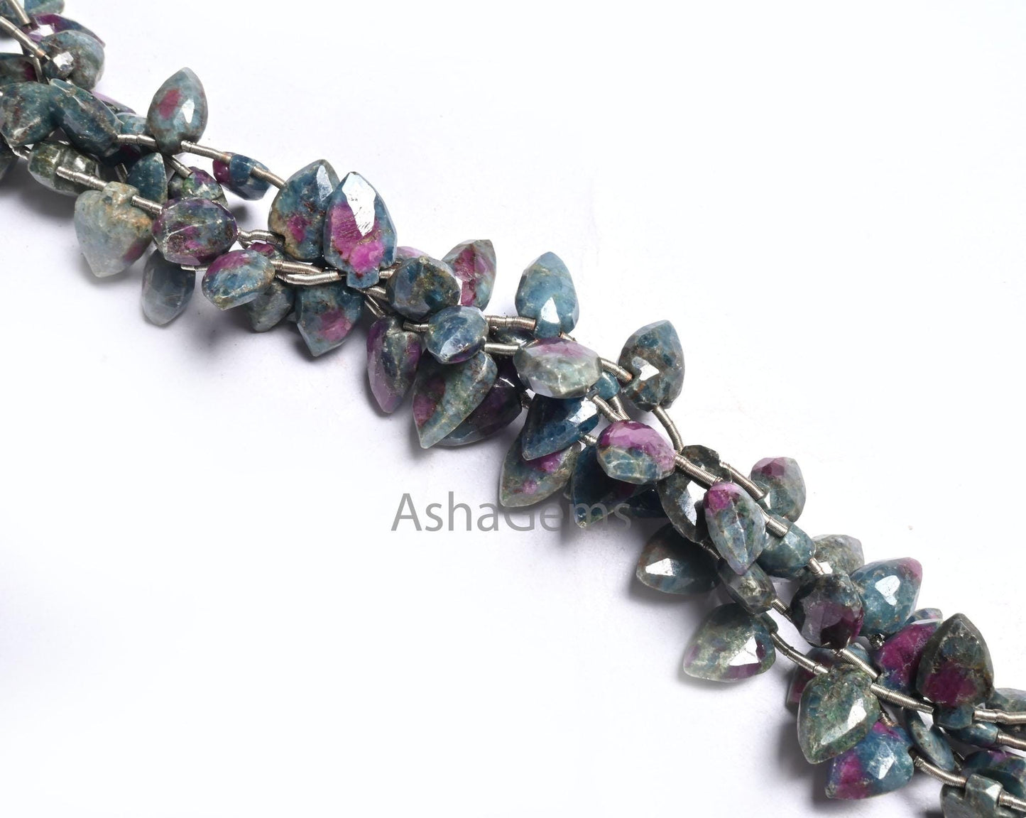 Beautiful Ruby Kyanite Fancy Shape Gemstone Beads,8" Natural Ruby Kyanite Side Drill Briolette Faceted Beads, Fine Ruby Kyanite Bead Jewelry