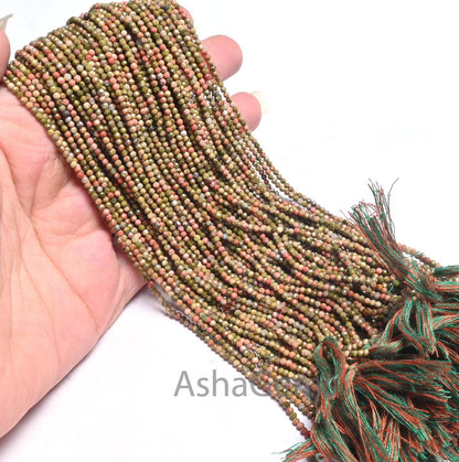 2mm Beautiful Unakite Micro Cut Faceted Gemstone Tiny Beads,13"Strand AAA Quality Unakite Machine Cut Rondelle Shape Bead Jewelry Craft SALE