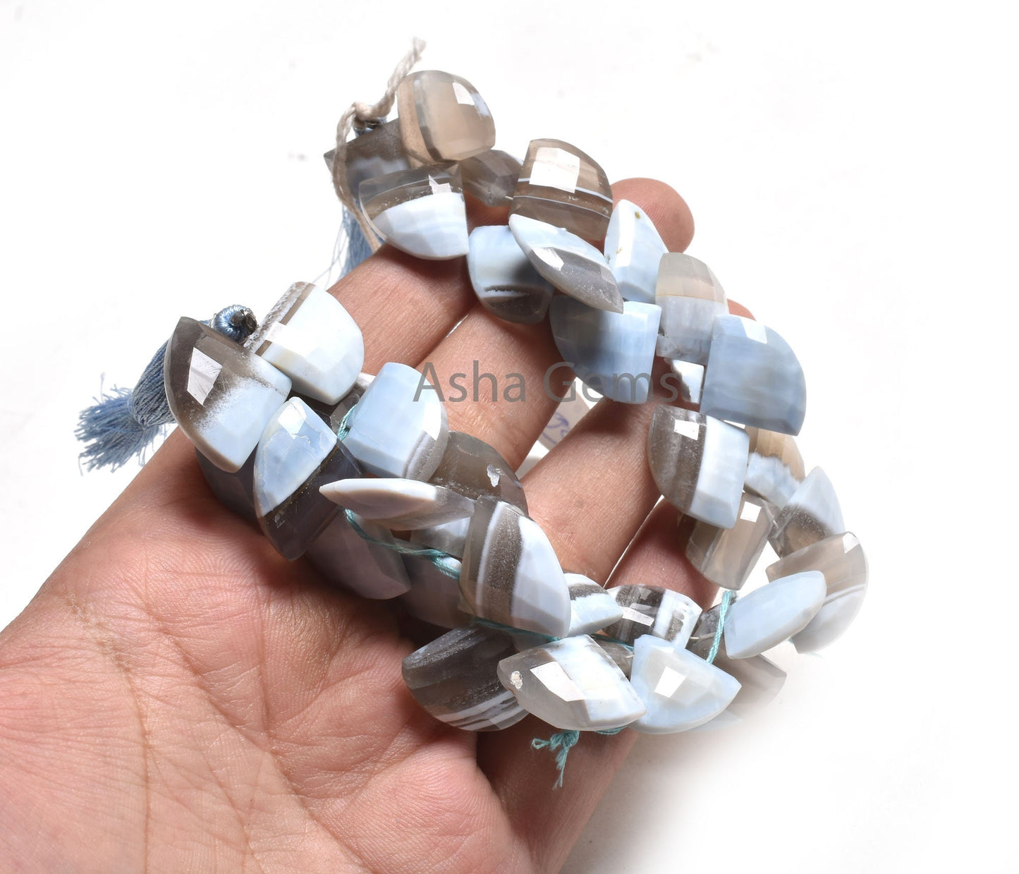15-20 mm Blue Boulder Opal Fancy Heart Gemstone Beads, Boulder Opal Faceted 3 Corner Shape Fancy  Side Drill Briolette Beads Jewelry Makings
