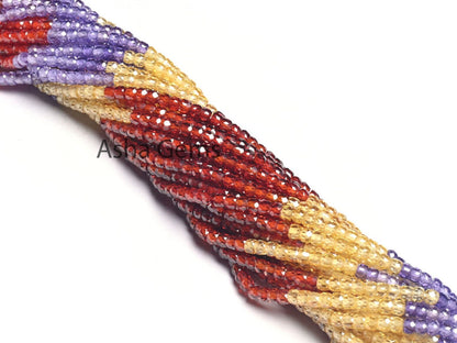 Beautiful Multi Color Zircon Micro Cut Beads,12.5" AAA Cubic Zircon Machine Cut Faceted Rondelle Gemstone Beads 3 mm, Jewelry Making Crafts