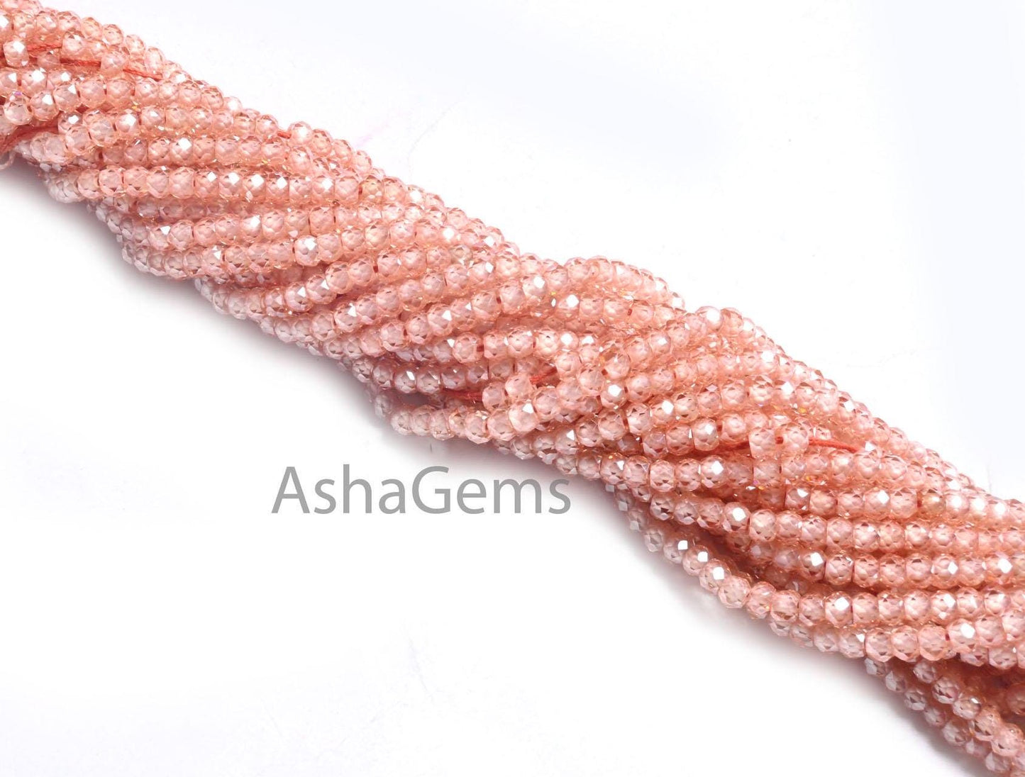 Beautiful Light Imperial Brown Zircon Micro Cut Rondelle Beads,13" AAA Quality Cubic Zircon Faceted Machine Cut Gemstone Beads Jewelry Craft