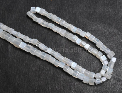 Fine Quality White Moonstone smooth 3D Cube Box Beads,Natural White Moonstone Cube Shape Handmade Moonstone Gemstone Bead Jewelry Craft SALE