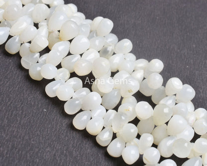 White Moonstone Smooth Uneven Drops Shape Gemstone Beads, Natural Moonstone Side Drill Drops Handmade Bead, Moonstone Teardrops Jewelry SALE