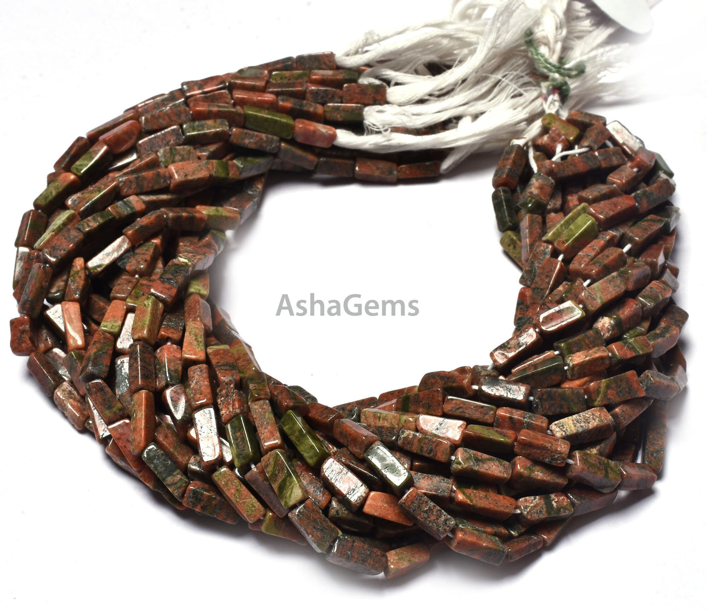 Natural Unakite Smooth Uneven Rectangle Beads Beautiful Unakite Handmade Gemstone Beads 12.5" Strand Unakite Briolette Jewelry Beads Crafts
