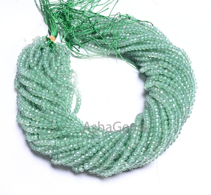 4.5 mm Beautiful Light Green Jade Quartz Faceted Gemstone Beads, Fine Green Jade Machine Cut Rondelle Beads, Jade Beads Jewelry Crafts SALE