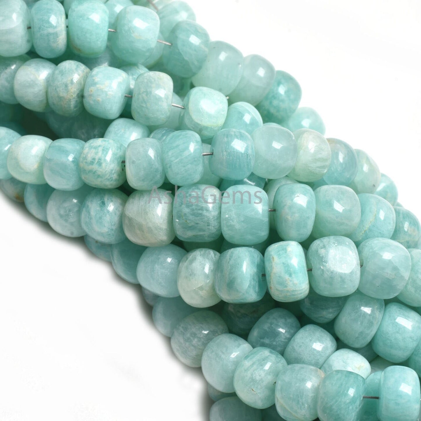 Beautiful Amazonite Smooth Rondelle Beads,7" Natural Blue Amazonite Handmade Roundelle Gemstone Loose Bead, Fine Amazonite Bead Jewelry SALE (AG 12140 )