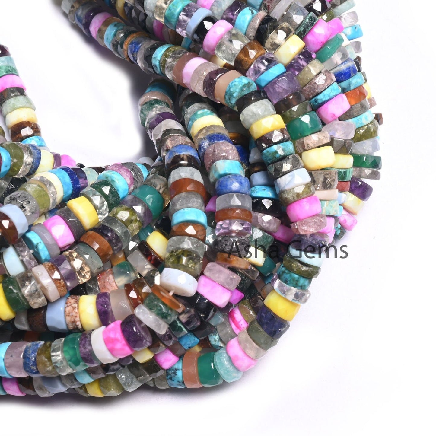 16" Strand Beautiful Multi Color Faceted Heishi Tyre Beads,6 mm Natural Mix Gemstone Disco Flat Wheel Shape Beads Jewelry Making Craft Sale