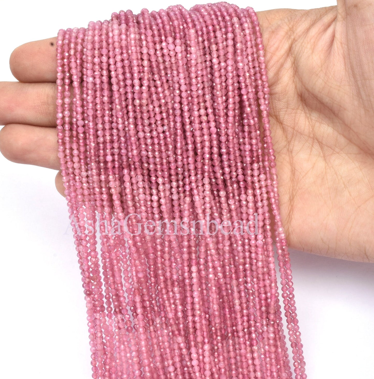 AAA Natural Pink Tourmaline Faceted Machine Cut Beads,2mm Shaded Pink Tourmaline Micro Cut Rondelle Gemstone Beads, Tourmaline Bead Jewelry(AG 15040 c)