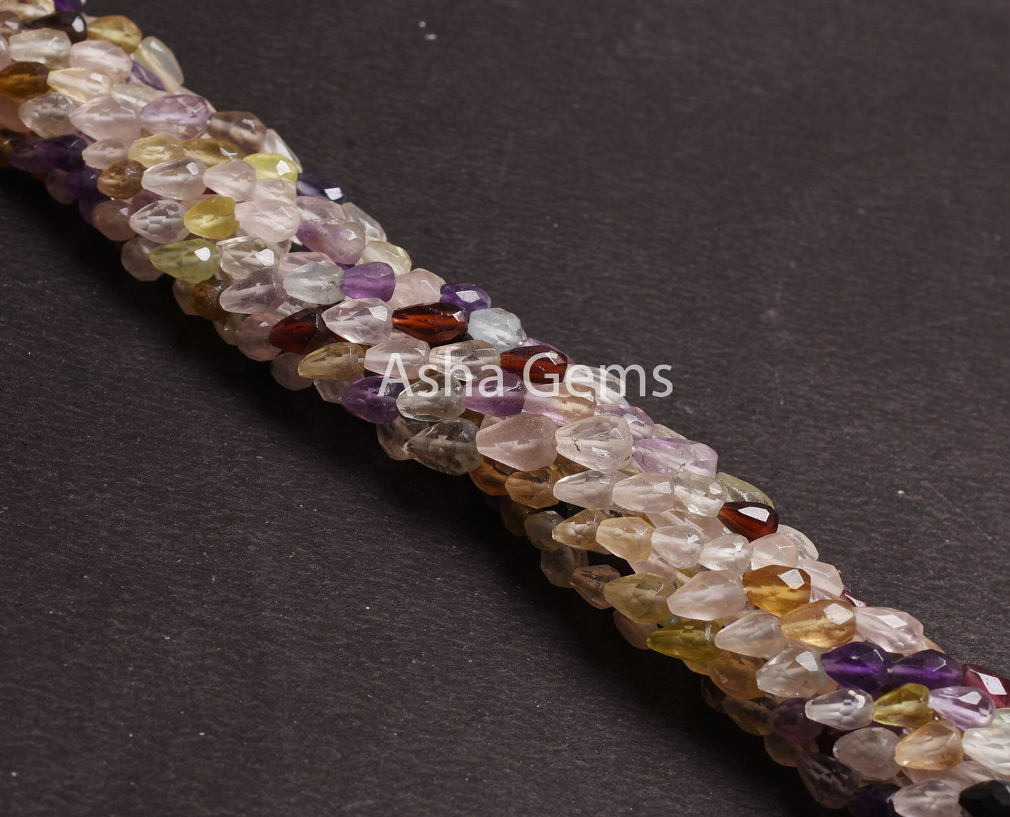 Mix Gemstone Disco Faceted Drop Shape Beads,14" Strand Multi Color Stone Teardrop Straight Drill Beads, Disco Bead Jewelry Making Handicraft