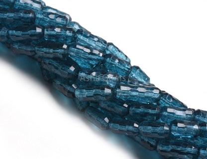 AAA Crystal Coated Concave Cut faceted Barrel Beads, London Blue Coated Crystal Concave Cut Fancy Barrel Gemstone Bead Necklace Jewelry SALE