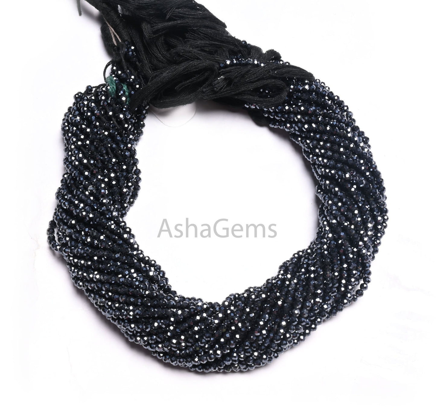 AAA Natural Spinel Silver Coated machine Cut Faceted Rondelle Gemstone Beads,3 mm Coated Black Spinel Micro Cut Bead Jewelry making Crafts