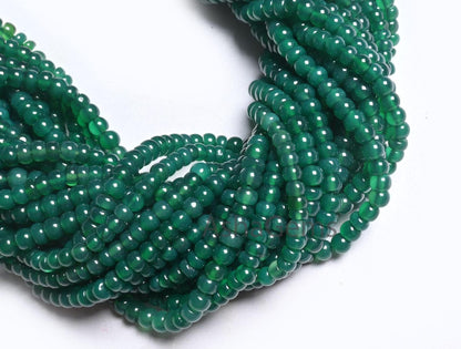 Dark Green Onyx Smooth Rondelle Gemstone Loose Beads, Fine Onyx Beads, AAA Green Onyx Plain Roundelle Tiny Handmade Beads Jewelry Craft SALE