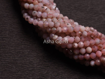 Natural Moss Pink Opal Micro Cut Rondelle Beads,3.25 mm Rare Moss Pink Opal Machine Cut Gemstone Beads, Opal Beads For Jewelry Making Crafts