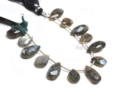 Multi Blue Fire Labradorite Fancy Long Pear Faceted beads,9-18 mm labradorite bead, Natural Flash Black rainbow Briolette Gemstone Bead SALE