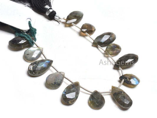 Multi Blue Fire Labradorite Fancy Long Pear Faceted beads,9-18 mm labradorite bead, Natural Flash Black rainbow Briolette Gemstone Bead SALE