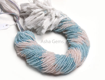 AAA Quality Multi Aquamarine Machine Cut Rondelle Beads,3mm Shaded Morganite Aquamarine Micro Cut Gemstone Beads Aquamarine Necklace Jewelry