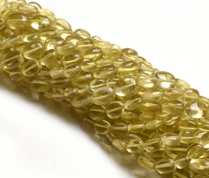 Fine Lemon Quartz Smooth Oval Shape Gemstone Beads,15" Strand Natural Yellow Lemon Quartz Plain Handmade Oval Straight Drill Beads Jewelry