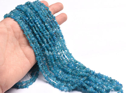 Neon Blue Apatite Uncut Chip Beads,34"Strand Natural Apatite beads, Neon Apatite Smooth Raw Rough Tiny Uneven Gemstone Beads Jewelry Makings