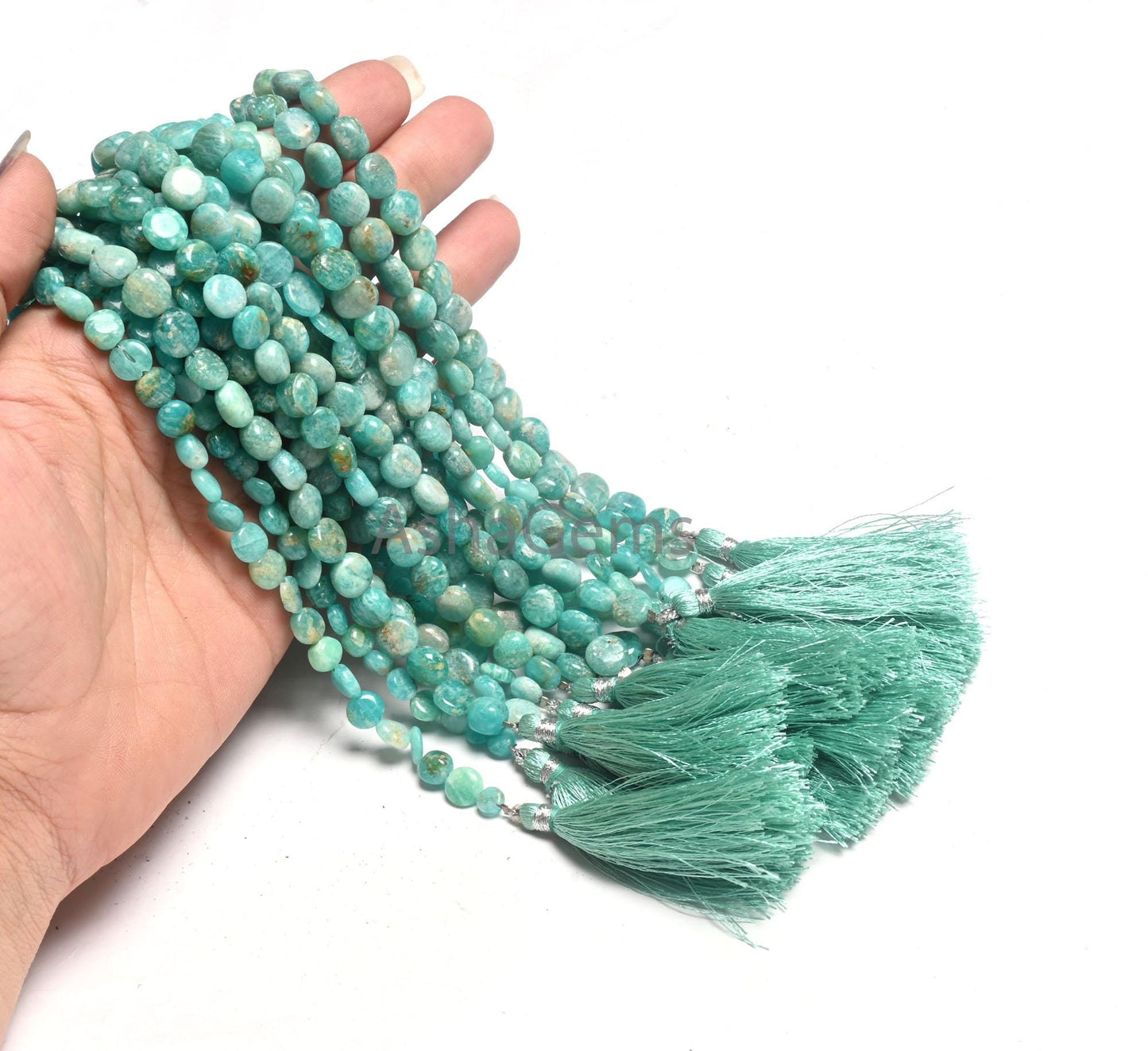 Beautiful Blue Amazonite Smooth Coin Gemstone Loose Beads, natural Blue Amazonite Coin Plain Handmade Straight Drill Bead Jewelry Craft SALE