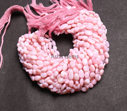 AAA Quality Pink Opal Smooth Nugget Shape Beads,13" Strand Pink Opal uneven Tumble Handmade Opal Gemstone Loose Beas Jewelry Making Crafts (AG 22290)
