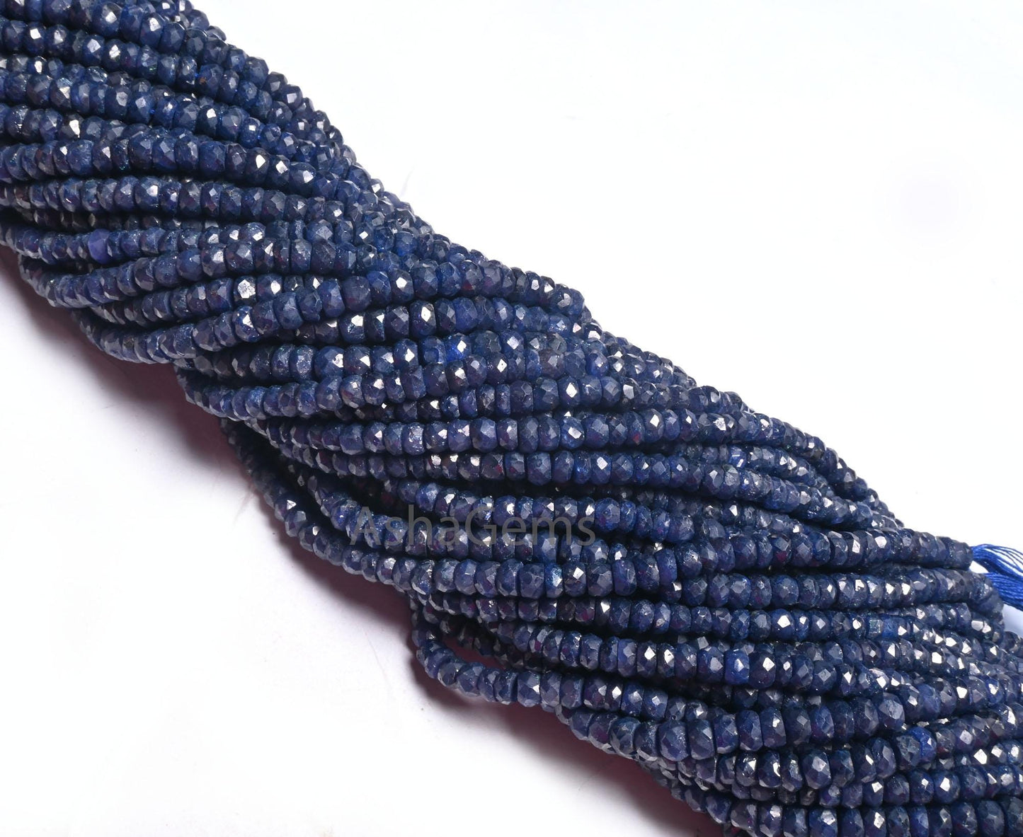 Beautiful Blue Sapphire Faceted Rondelle Shape Beads, Fine Blue Corundum Indian cut Gemstone Beads, sapphire beads necklace making Jewelry