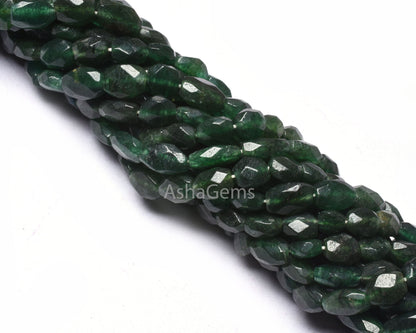 Beautiful Green Mica Faceted Oval Shape Beads,13" Strand Natural Mica Indian Cut Oval Gemstone Beads Green Mica Handmade Briolette Bead SALE