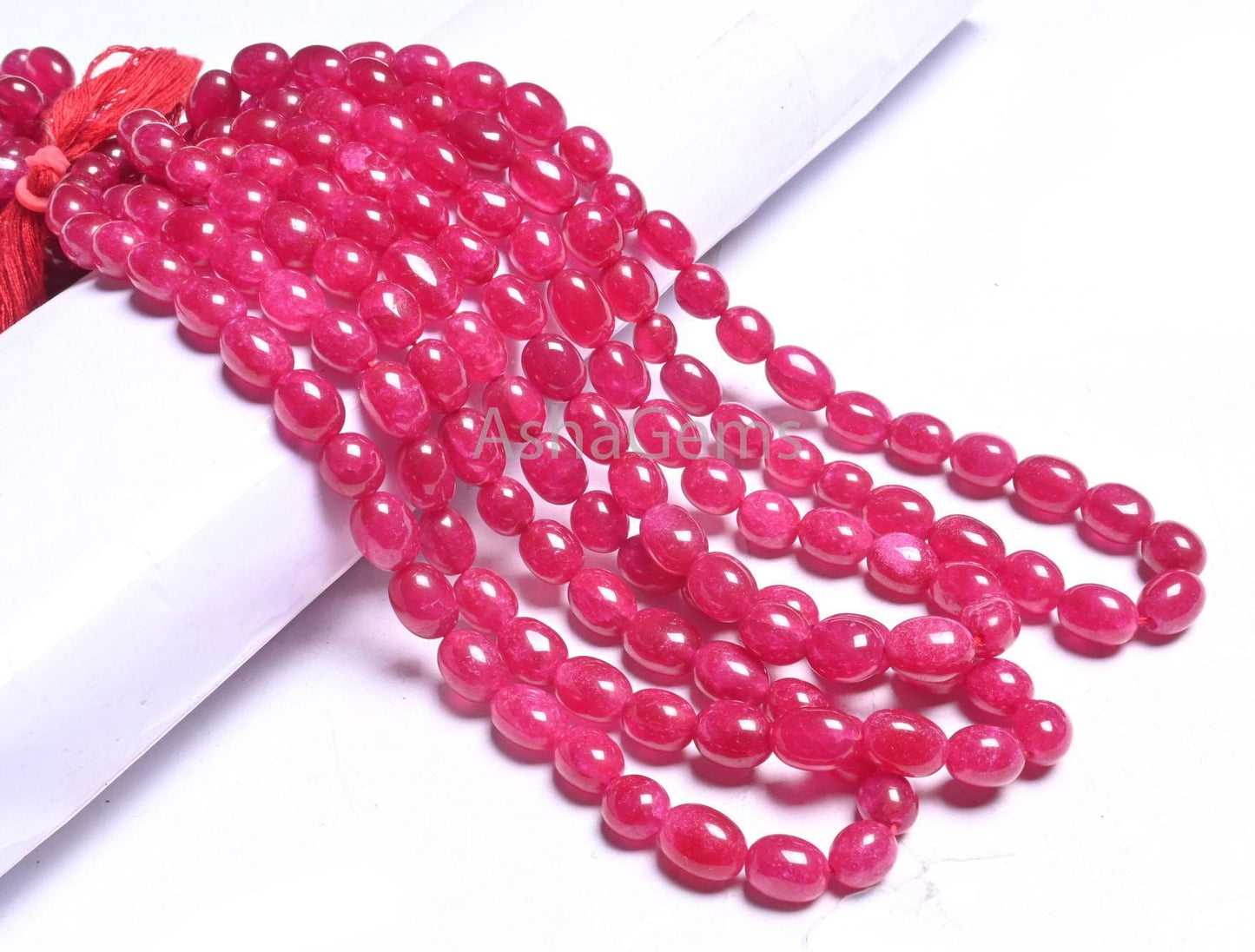 Beautiful Pink Quartz Smooth Puff Oval Shape Beads,9/18" Fine Red Pink Quartz Handmade Oval Straight Drill Gemstone Beads Jewelry Craft SALE