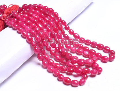 Beautiful Pink Quartz Smooth Puff Oval Shape Beads,9/18" Fine Red Pink Quartz Handmade Oval Straight Drill Gemstone Beads Jewelry Craft SALE