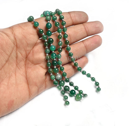 Beautiful Green Onyx Smooth Round Shape Gemstone Beads, Shaded Green Onyx Round Ball handmade  Beads, Onyx Plain Beads Jewelry Making Crafts