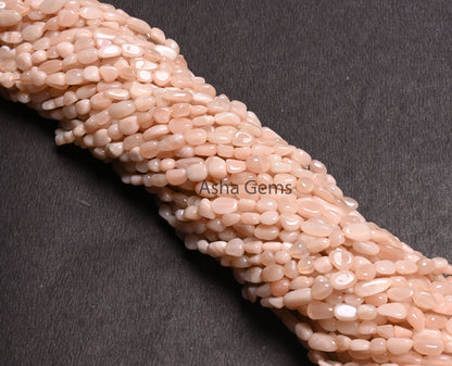 Natural Peach Moonstone Nugget Shape Tiny Gemstone Beads, Light Off Pink Moonstone Smooth Handmade Uneven Tumble Beads Jewelry making Craft (AG 22264)