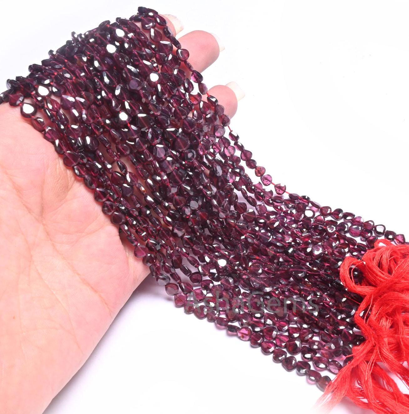 Beautiful Red Garnet Faceted Heart Shape Gemstone Beads,13" Natural Garnet Straight Drill Tiny Heart Flat Briolette Garnet Bead Jewelry SALE (AG 18712 )