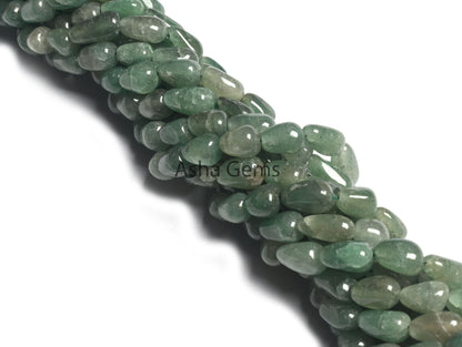 Green Aventurine Smooth Drop Shape Handmade Gemstone Beads,13" Strand Shaded Green Margaj Uneven Teardrop Straight Drill Beads Jewelry SALE