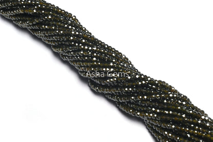 13" Strand Zircon Faceted Beads,3 mm Green Cubic Zirconia Micro Faceted Beads, AAA Hina Green Zircon Machine Cut Rondelle Beads Jewelry SALE