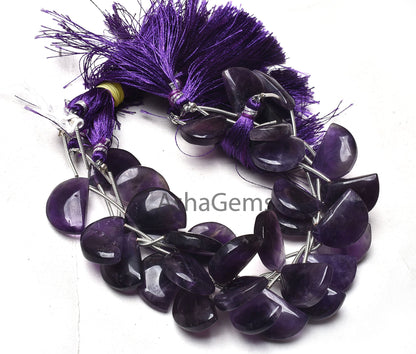 Natural Purple Amethyst Smooth Fancy Shape Beads,7"Strand African Amethyst Fancy D Shape Bead Gemstone Amethyst half Moon Beads Jewelry SALE