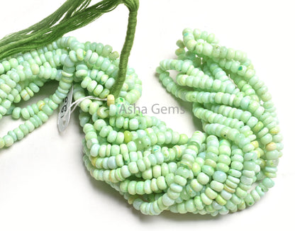 Beautiful Parrot Green Opal Smooth Rondelle Uneven Shape Handmade Gemstone Beads, Fine Pistachio Green Shaded Opal Beads Jewelry Craft SALE