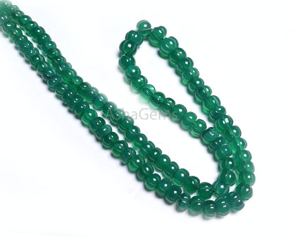 Beautiful Green Onyx Carving Watermelon Beads,16" Strand Onyx Handmade Carved Rondelle Beads, Green Onyx Carve Pumpkin Gemstone Bead Jewelry