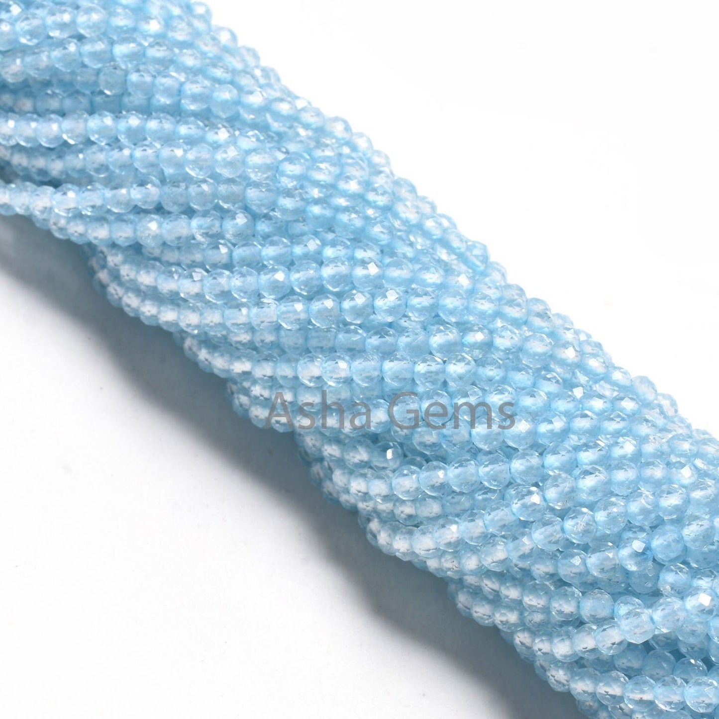 3.2 mm AAA Quality Topaz Sky Blue Coated Micro Cut Round Gemstone Beads, Natural Topaz Machine Cut Round Ball Beads, Coated Blue Topaz Beads
