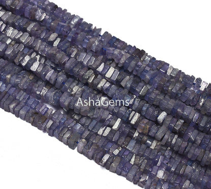 Amazing Blue Iolite Heishi Square Shape Gemstone Loose Beads,8/16" Natural Iolite Smooth Handmade Flat Square Iolite Bead Jewelry Craft SALE