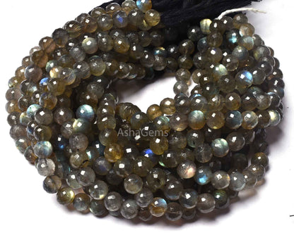 Blue Fire labradorite Round Shape Beads,8-8.5mm Natural Labradorite Faceted Round Ball Beads, Black Rainbow Loose Gemstone Beads For Jewelry