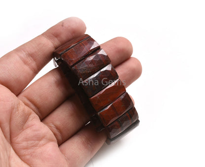 Natural Red Jasper Faceted Rectangle Gemstone Beads,9.5-21 mm Jasper Fancy Chicklet Beads,8" Strand AAA Red Jasper Beads For Bracelet Making