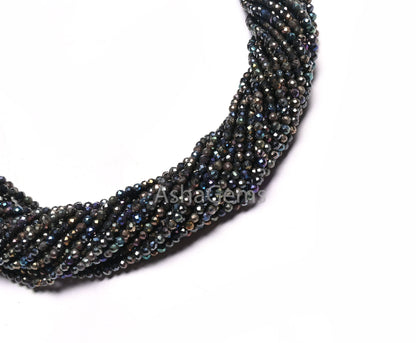 Natural Black Spinal Mystic Coated Micro Cut Tiny Gemstone Loose Beads, Spinel Disco Coated Faceted Rondelle Bead Spinal Jewelry Crafts SALE