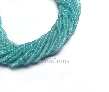 Beautiful Sky Blue Apatite Micro Cut Gemstone Beads, AAA Natural Apatite Faceted Rondelle Shape Apatite Beads Necklace Jewelry Making Crafts